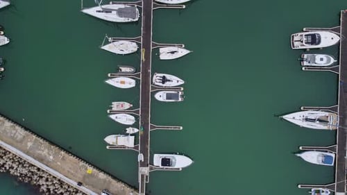 Aerial View of a Lot of Yachts and Boats Moored in Marina