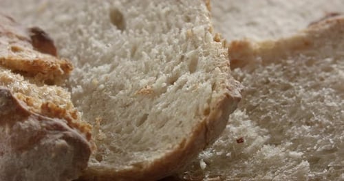 Detailed Close-Up of Freshly Sliced Bread