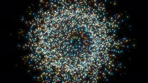 Technology Network Data Connection, particle animation on dark background