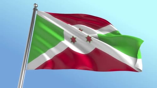 Burundi National Flag Waving in Realistic Loop Animation