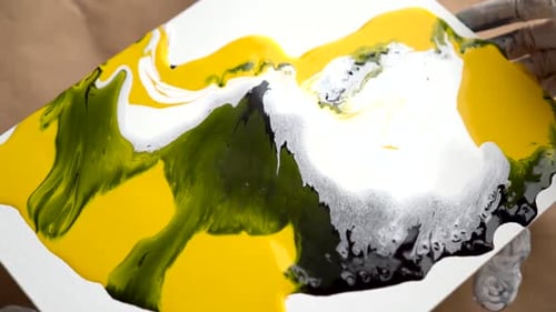 Abstract Art: Fluid Paint Marbling on Canvas