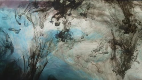 Abstract Ink Plumes in Water with Blue Background