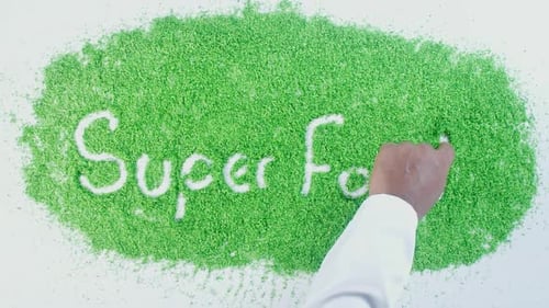 Green Hand Writing Super Foods