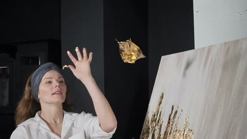 Gold Leaf Falling in Slow Motion