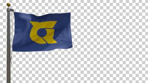 Shiga Prefecture Flag Waving on Flagpole with Alpha Channel