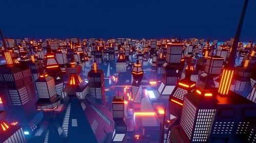 3D gerenderte Visualisierung von Science-Fiction-Stadt für Computerspiele