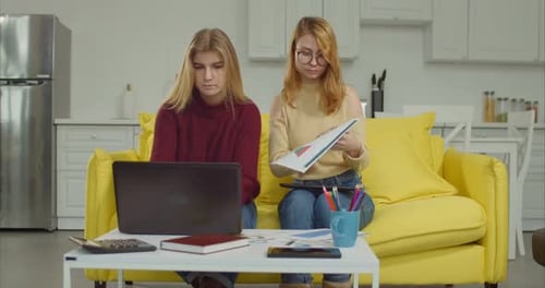 Positive Girlfriends Working on College Project