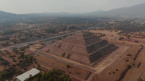 Birds Eye View of the Pyramids of Teotihuacan Ancient Mesoamerican City Located in Mexico Valley