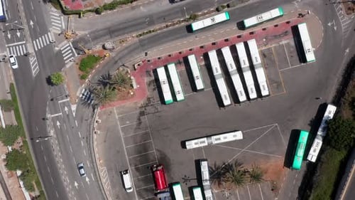 Municipal Bus terminal, Top down aerial view.