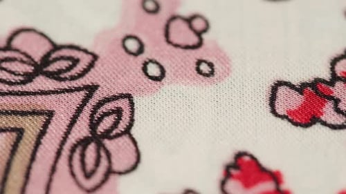 Macro Shot of Pink and Red Patterned Fabric