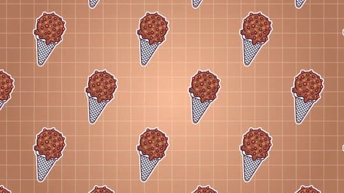 Cartoon Ice Cream Cone Pattern Loop Animation