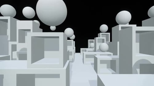 Abstract Geometric Cubes and Spheres Journey