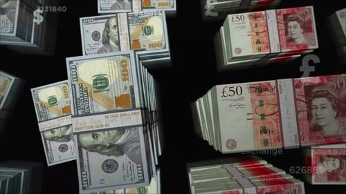 US Dollar and Pound Sterling money exchange loop