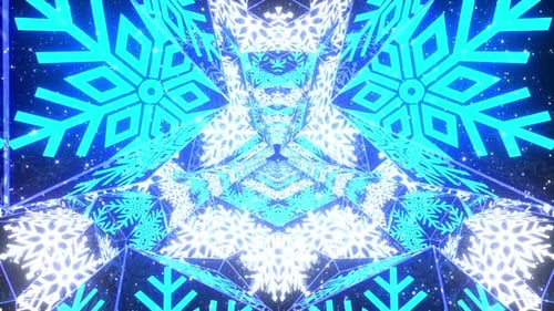 4k Neon Cyber Snowflakes Vj Loop 1