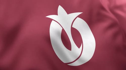 Realistic Waving Flag of Toyama Prefecture Emblem