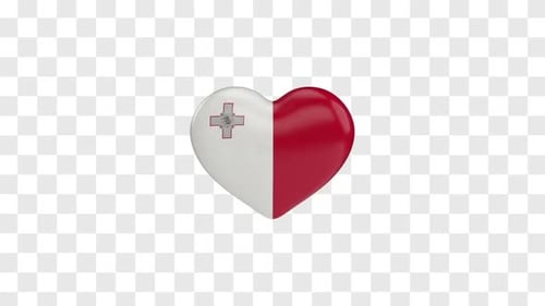3D Malta Flag Heart Rotating Seamless Animation