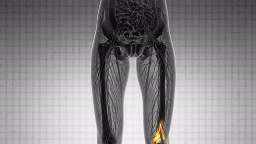 3D Medical Scan of Human Leg with Inflammation Highlight