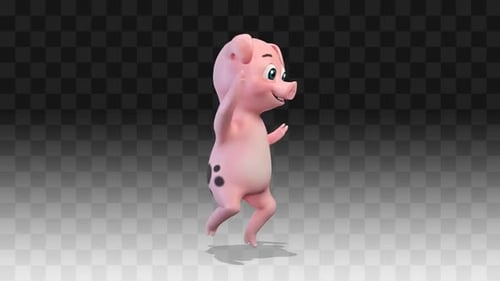 Dancing 3D Cartoon Pig Character Animation Loop