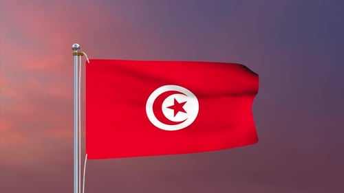 Realistic Tunisian Flag Waving Animation