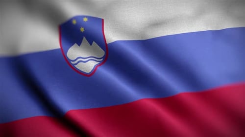 Realistic Slovenian National Flag Waving Seamless Loop