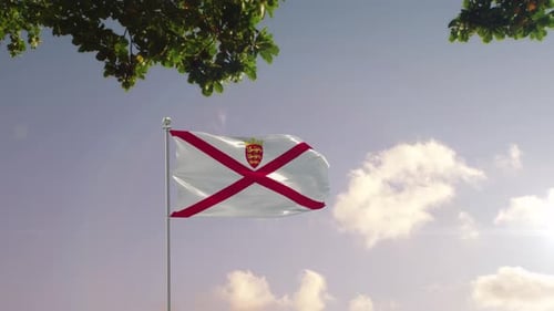Jersey-Flagge mit moderner Stadt