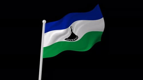 Drapeau du Lesotho volant sur fond noir animé