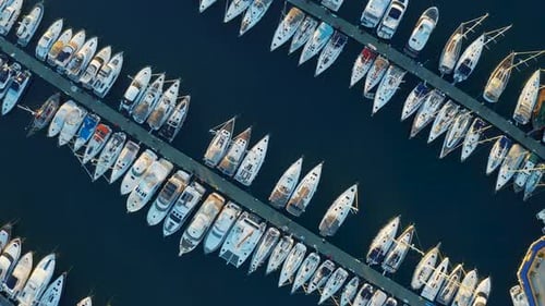 Birds Eye View of an Elite Yachts Moored in the Port