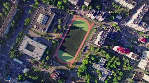 Aerial View of Small Soccer or Football Stadium