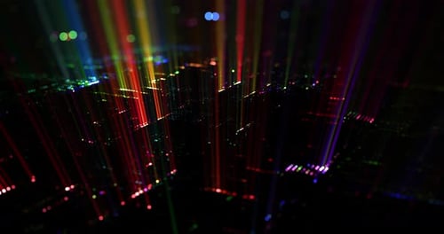 Dynamic Abstract Colorful Light Beams and Bokeh Effects Loop
