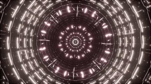 Glowing Thin Bright Line Tunnel 4K 01