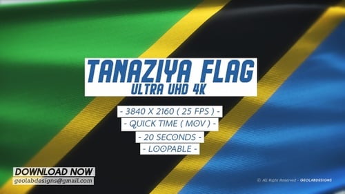 Realistic Waving Tanzania Flag Seamless Loop Animation