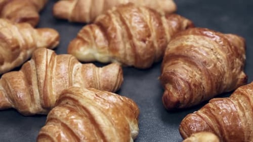 Freshly Baked Croissants on the Breakfast Table