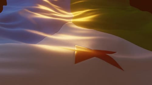 Djibouti National Flag Waving in Realistic Fabric Animation