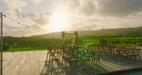 Top View of the Wedding Arch in a Green Field