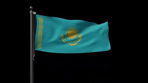 Waving Kazakhstan Flag Realistic 3D Animation