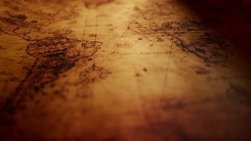 Close Up of a Old Vintage Map with Countries and Continents
