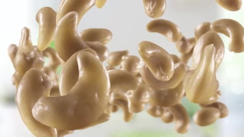 Falling Cashew Nuts in a Food Close Up