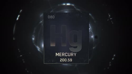 Mercury Chemical Element Display with Futuristic Glow