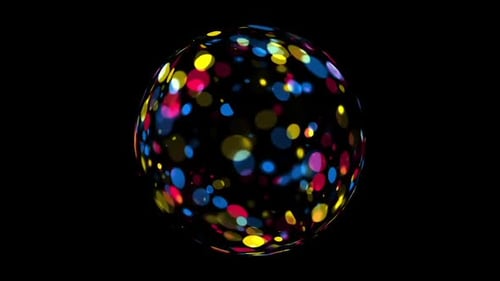 Rotating Abstract Sphere with Shimmering Colorful Bokeh Lights