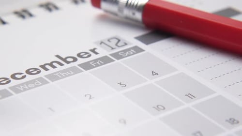Detail Shot of a Calendar Display Displaying December Month