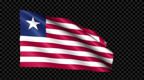 Waving Liberia National Flag Realistic Loop Animation
