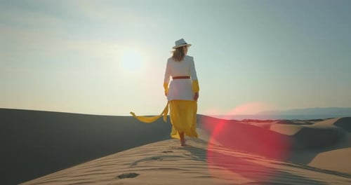 Young Lady Traveling in Desert During Safari Trip