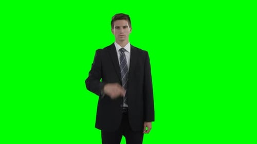 Businessman using a virtual touch screen