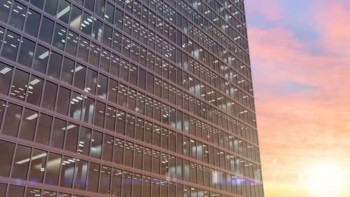 Aerial View To Real Estate in the High Rise Skyscraper Office Building, Loopable