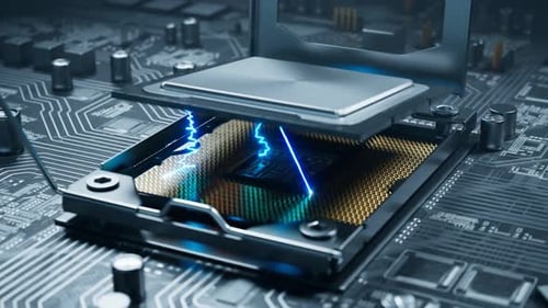 Beeindruckende Animationen zeigen, wie der Prozessor mit dem Motherboard im PC verbunden wird.