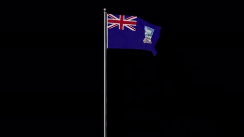 Realistic Falkland Islands National Flag Waving Animation