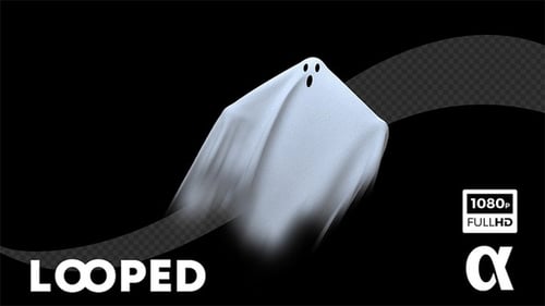 Floating White Sheet Ghost Halloween Animation Loop