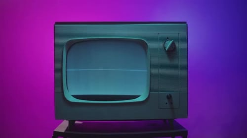 Retro Television with Static in Studio Setting