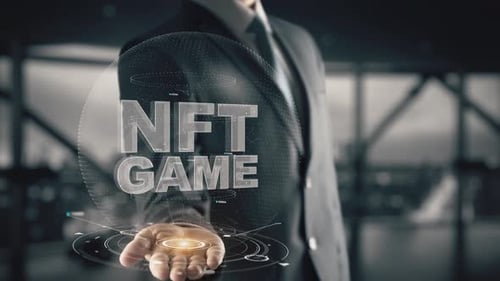 Man Holding Hologram Projection of NFT Game