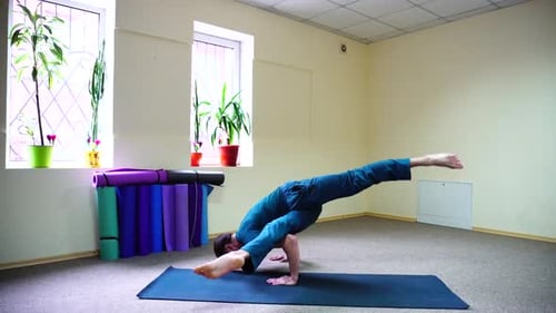 Sports Athletic Man Engaged Yoga